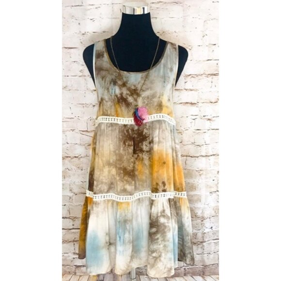 NWT Boho Tie-Dye Mini Slip Dress Tunic  • Coastal Grandmother Hippie Festival - Picture 10 of 13